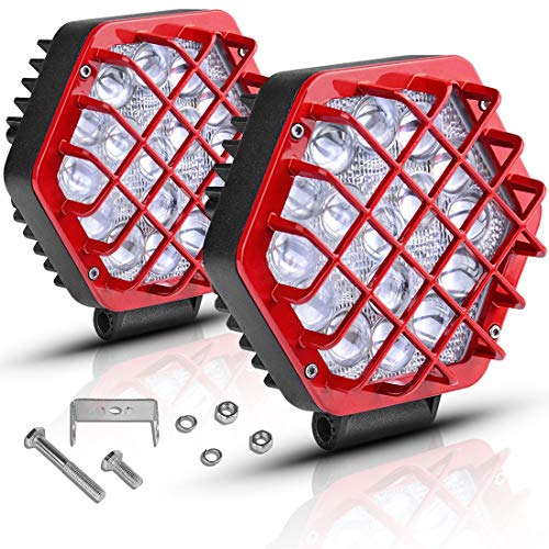 AUTOSAVER88 2 Pcs 5 Red Led Light Pods 48W 5D Led Cubes 4800LM Offroad