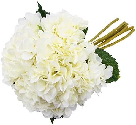 TYEERDEC Artificial Flowers 6 Bundles Artificial Silk Hydrangea Bouquet for Wedding Home Garden Hotel Party Decoration-White