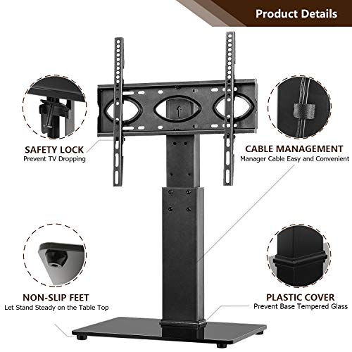 TAVR Universal Table Top TV Stand Base with Swivel Mount Bracket and 6
