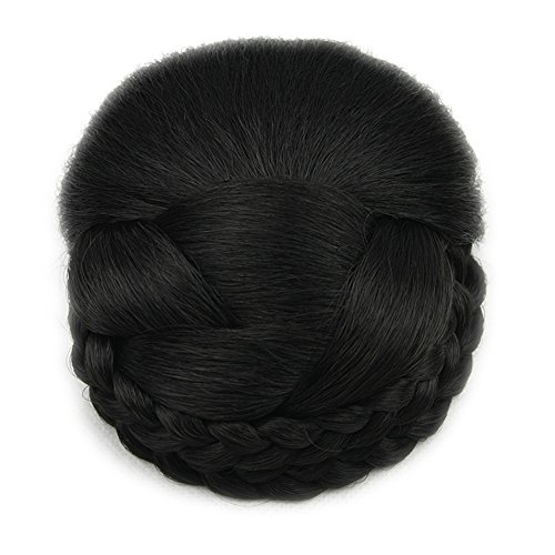 Toptheway 60g/2oz Synthetic Braided Clip in Hair Bun Chignon Hairpieces,Darkest Brown