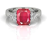 LMDPRAJAPATIS 4.50 Carat Natural Ruby Gemstone Wedding Ring For Unique July Birthstone Silver Adjustable Ring For Women