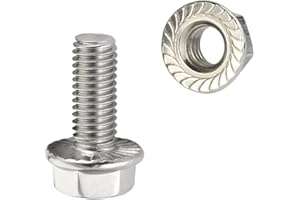 MELLEWELL M6-1.0 x 10mm Flanged Hex Head Bolts Hexagon Screws with Serrated Flange Nuts, Fully Threaded, Stainless Steel 304, 20 Sets