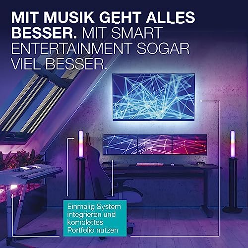 LEDVANCE SMART+ WIFI LED Stehleuchte, klein, schwarz, 2x 2,5W, 2x 480lm, regulierbares Weiß- und Farblicht, dimmbar, DIY- und Musikrhythmusfunktion, lange Lebensdauer, App-steuerbar, 2700-6500K 2