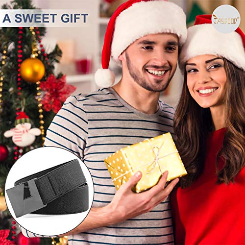 No Show Men Women Stretch Belt Invisible Elastic Web Casual Belt with Flat Buckle for Pants Jeans(Black,Suit Waist Size Under 40\'\')