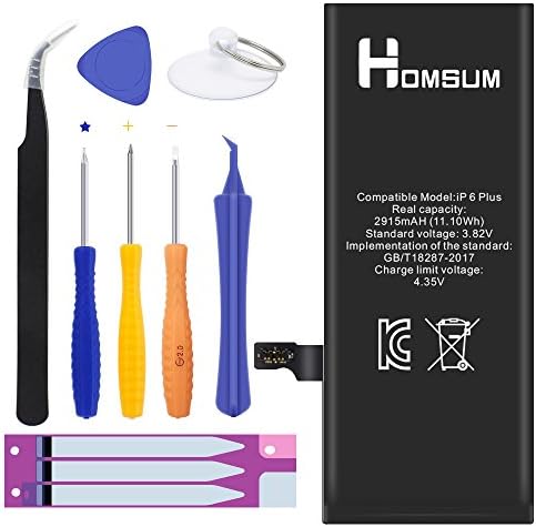 HOMSUM Li-ion Internal battery for iPhone 6 Plus, Full 2915 mAh 0 Cycle with Replacement tools kit &amp; Step by Step Instruction [2-Year Warranty]