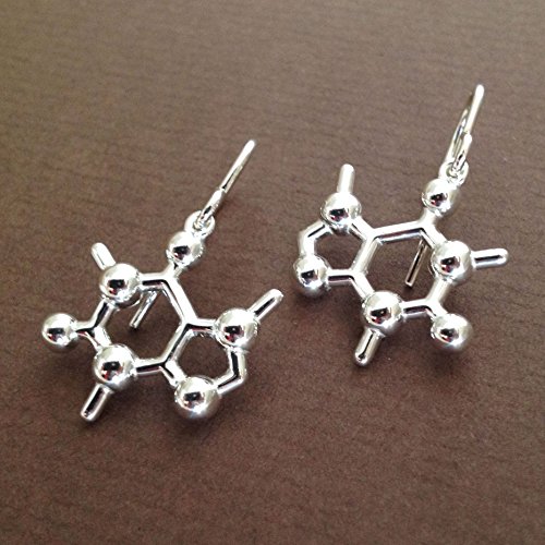 Caffeine Molecule Earrings in sterling silver
