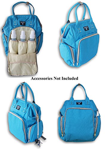 Jumping Daisy Large Baby Backpack Diaper Bag for Women or Men - Zip Pocket Capacity for Large 8-Ounce Baby Bottles (Sea Green) - Thumbnail 6