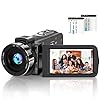 Caméscope Vidéo Youtube 24MP 2,7 Pouces Caméscope Numérique, Vision Nocturne Infrarouge Écran IPS de 3,0 Pouces LCD la…