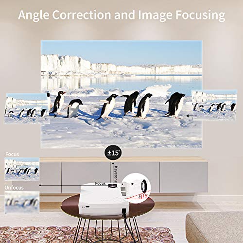 Mini Projector, 1080P HD Supported Portable Video Projector with 30000H Lamp, Compatible with TV Stick, HDMI, USB , AV, DVD, for Multimedia Home Theater, Built-in Daul Speaker, Four Display Mode[GRC] - Thumbnail 4