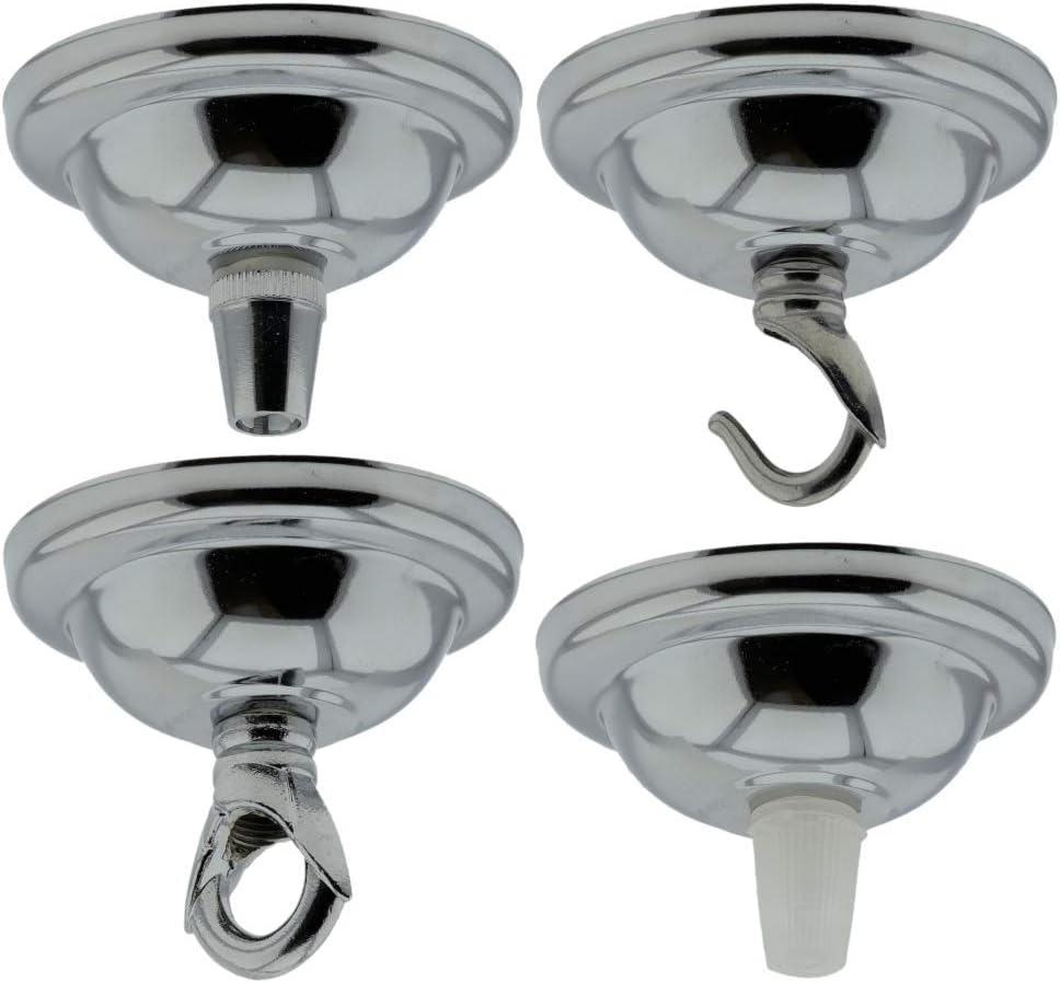 1 Pack Art Deco 67mm Diameter Small Metal Ceiling Rose and Colour Matched Metal Grip in Chrome Finish - Image 4