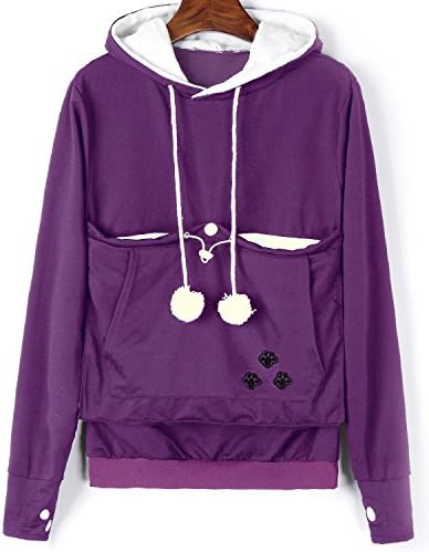 Unisex Big Kangaroo Pouch Hoodie Long Sleeve Cat Dog Holder Carrier Sweatshirt
