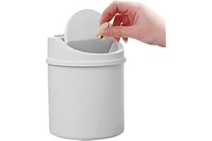Mini Desk Trash Can with Swing Lid, Tiny Trash Can for Desk, Desktop Mini Trashs Cans, Tiny Countertop Garbage Bin, Small Tab