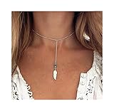 Womens Necklace, Gillberry Women Bohemian Turquoise Feather Tassel Pendant Chain Statement Necklace