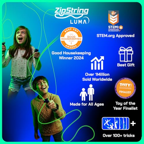 ZipString Luma - The Patented Glow-in-The-Dark Toy That Flies a Loop of String, Creates Endless Shapes and Tricks Built-in LED for Glowing Fun. Perfect STEM Gift for Kids & Adults. Wonderment Awaits
