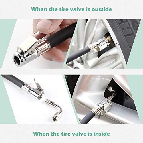 LOETAD Digital Tire Inflator with Pressure Gauge 200PSI Tire Pressure Gauge Inflator Deflator Compressor Accessories with 90° Valve Extender 360° Rubber Hose LCD - Thumbnail 2