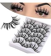 Derun 5 Pairs False Eyelashes Pack 3D Faux Mink Lashes Criss-cross Fluffy Dramatic Natural Look W...
