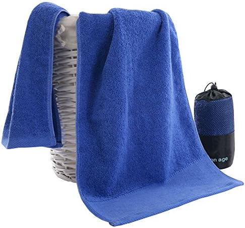 Tan home 2pcs Solid color cotton sports towel 12"x43" - Travel. Movement. Fitness. Home essential boutique--Pure Color Cotton Facecloth Durable-No taste, health and environmental protection (blue)