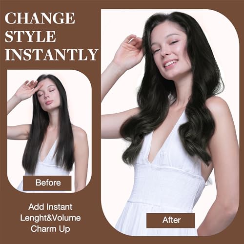 GOO GOO Clip in Hair Extensions, 50 cm 120 g 7 Pieces, 1B Natural Black, Clip in Human Hair, Remy Human Natural Clip in Hair Extensions