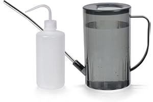 Oubest Watering Can Indoor Plants 50oz Long Spout Translucent Small Watering Can with 16oz Squeeze Water Bottle for House Plants, Garden Flowers, Succulents