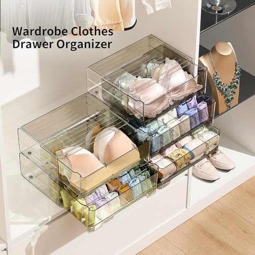24-Cell Underwear & Sock Organizer - Stackable Drawer Divider for Bras, Ties & Belts - Closet Storage Box with Pull-Out Functionality - Multi-Item Closet Organizer Solution