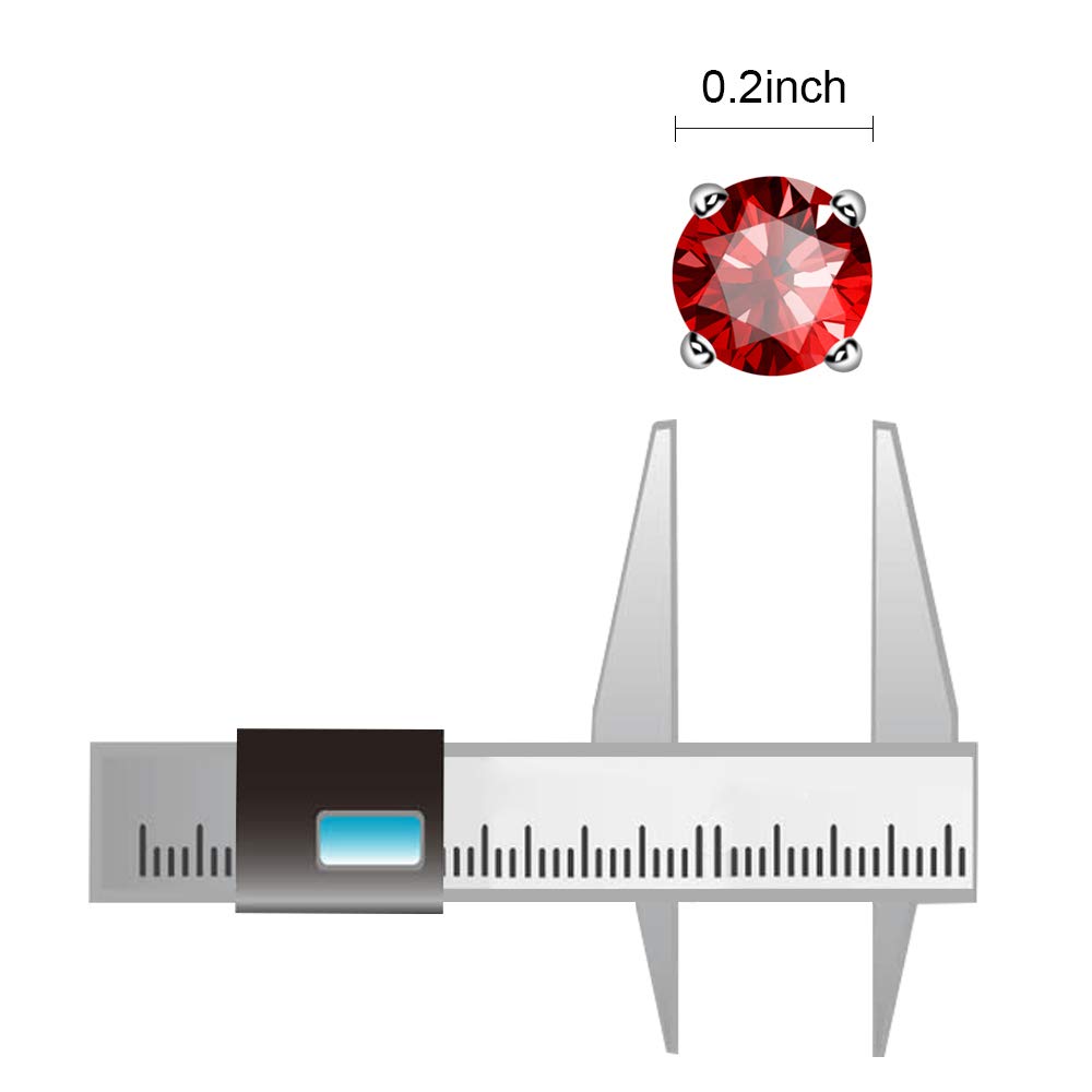 UHIBROS Sterling Silver Birthstone Stud Earrings Round Cubic Zirconia Diamond January