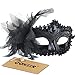Coxeer Masquerade Mask Pure Color Venitian Mask Mardi Gras Mask with Flower