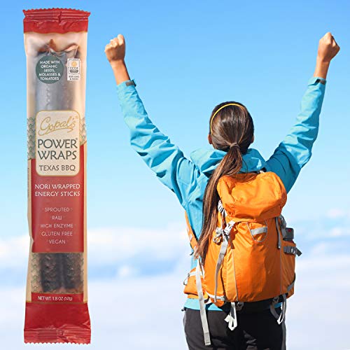 Gopal's Texas BBQ Power Wraps, Vegan and Gluten-Free Nori-Wrapped Energy Snack , Raw and USDA Certified Organic Food Energy Sticks 1.8 Ounces (Pack of 24) - Thumbnail 3
