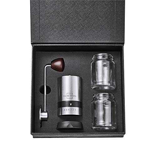 SILBERTHAL Kaffeemühle Manuell Kegelmahlwerk - Verstellbarer Mahlgrad - Handmühle aus Edelstahl und Glas - Ersatzglas – Bild 7