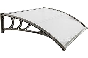 CU ALIGHTUP Outvita Window Awning Door Canopy 40"x30", Polycarbonate Cover Front Door Outdoor Patio Awning Canopy UV Rain Snow Sunlight Protection Hollow Sheet, Clear Board & Grey Bracket