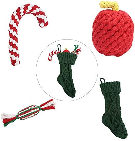 Christmas Gift Pet Puppy Dog Rope Toys with Cotton Rope Chew Teeth Cleaning Training Knot Tug Rope Toy Set for Puppy/Small/Medium/Large Dogs