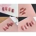 Dongcrystal 24pcs Nude Pink Texture Glossy False Nails Pear Decor Artificial Full Fake Nails Nail Art Tips Top Short