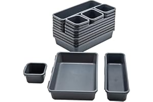 Gonice 18 PCS Drawer Organizer Tray, Interlocking Office Desk Drawer Storage, Plastic Organizer Bins for Office Supplies and 