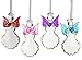 Angel Crystal Christmas Ornaments - Set of 4 Angels Holding Colored Hearts - Assorted Wing and Heart Red, Green, Gold and Silver - 3