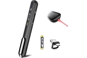 SSPONT Presentation Clicker for Powerpoint, Wireless Presentation Remote, Laser Pointer for Presenter, USB-A & USB-C for PPT/Keynote/Google Slides/Classroom Clicker for Laptop/MacBook/Mac/Windows