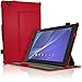 iGadgitz Premium Executive Red PU Leather Case Cover for Sony Xperia Z4 Tablet SGP712 SGP771 with Multi-Angle Viewing Stand + Auto Sleep Wake + Hand Strap + Screen Protector