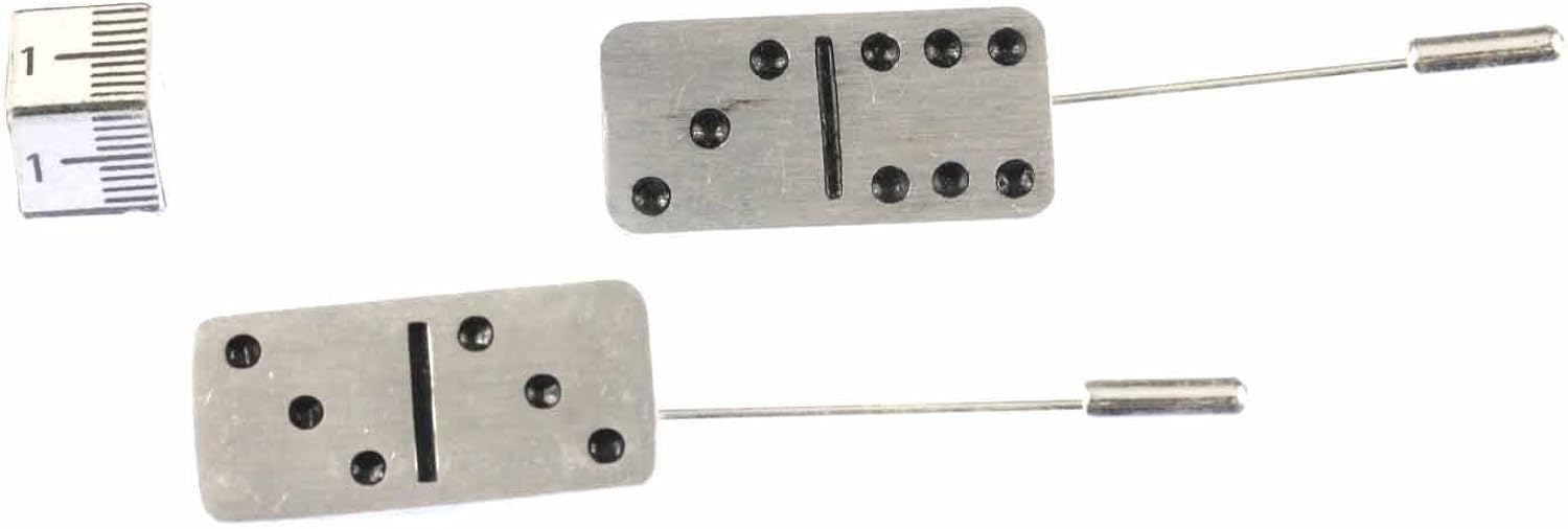 Domino Tie Clips Miniblings Pin Badge Button Game Games Silver, multicolored, 30mm - Image 5