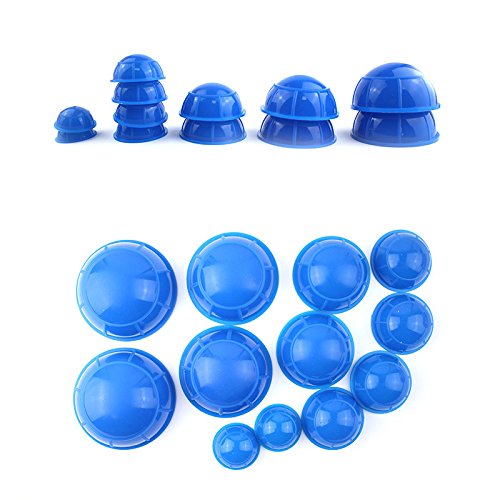 Healthcom Silicone Cupping Set Acupuncture Cupping Therapy Set Professional Body Massage Cup Set,12 Pcs(Blue)