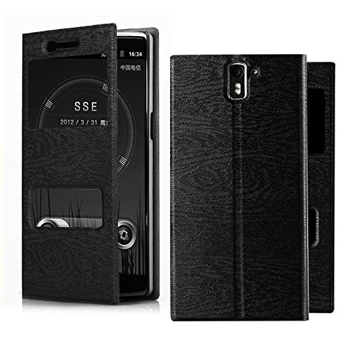 APG View Window Flip Pu Leather Case Stand Cover for Oneplus One OPO A0001 1+ (black)