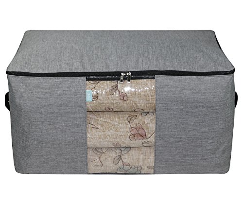 iwill CREATE PRO 91L Jumbo Polyester Storage Organizer Bag, Waterproof Household Containers for Closet, Sheves for Clothes, Sweaters, Comforters, Blankets, Light Grey