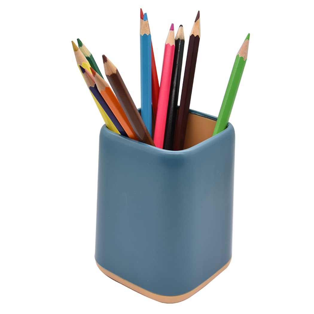 Hoshen 1 Pieces Desktop Creative Pencil Holder, Student Stationery Barrel,Office Stationery Organizing Box, Pen Holder ，Blue