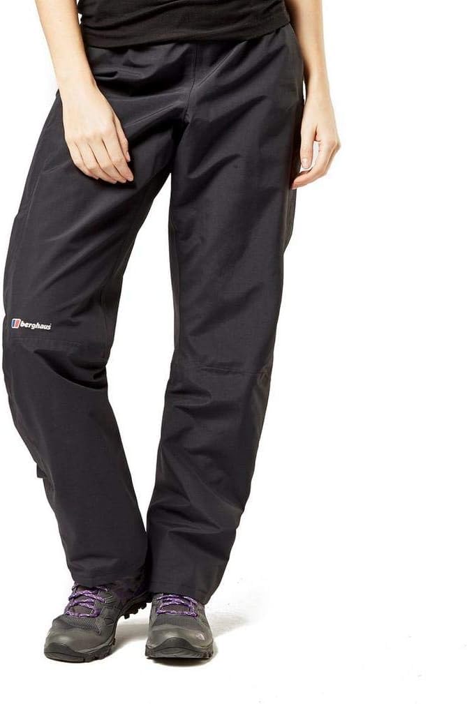 Berghaus Women's Hillwalker Gore-Tex Waterproof Trousers | Durable | Comfortable Fit Overtrousers, Black/Black, 16 29