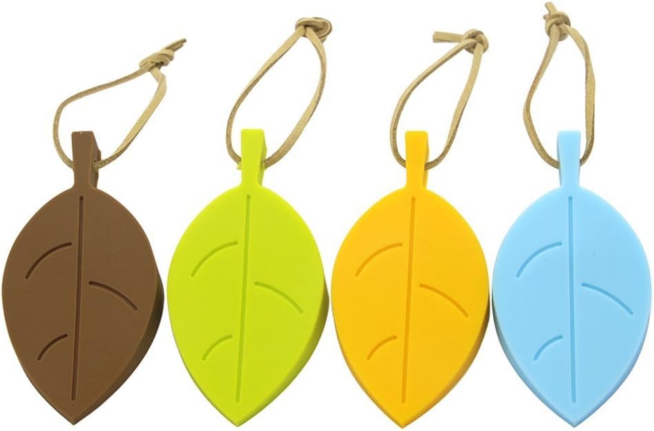 Esmartlife Silicone Door Stopper Wedge Finger Protector, 4 Pack Premium Cute Colorful Cartoon Leaf Style