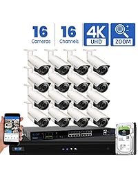 GW Security AutoFocus 4K (8MP) Sistema de Cámara IP, 16 canales H.265 4K NVR, 16 x 8 MP UltraHD 3840x2160 Bullet POE Cámara de Seguridad 4X Zoom Óptico Motorizado Exterior Interior