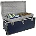 Seward Trunk Base Oversized Footlocker Trunk with Paper Lining, Interior Tray and Wheels, Navy Blue, 31-inch (SWD5531-61)