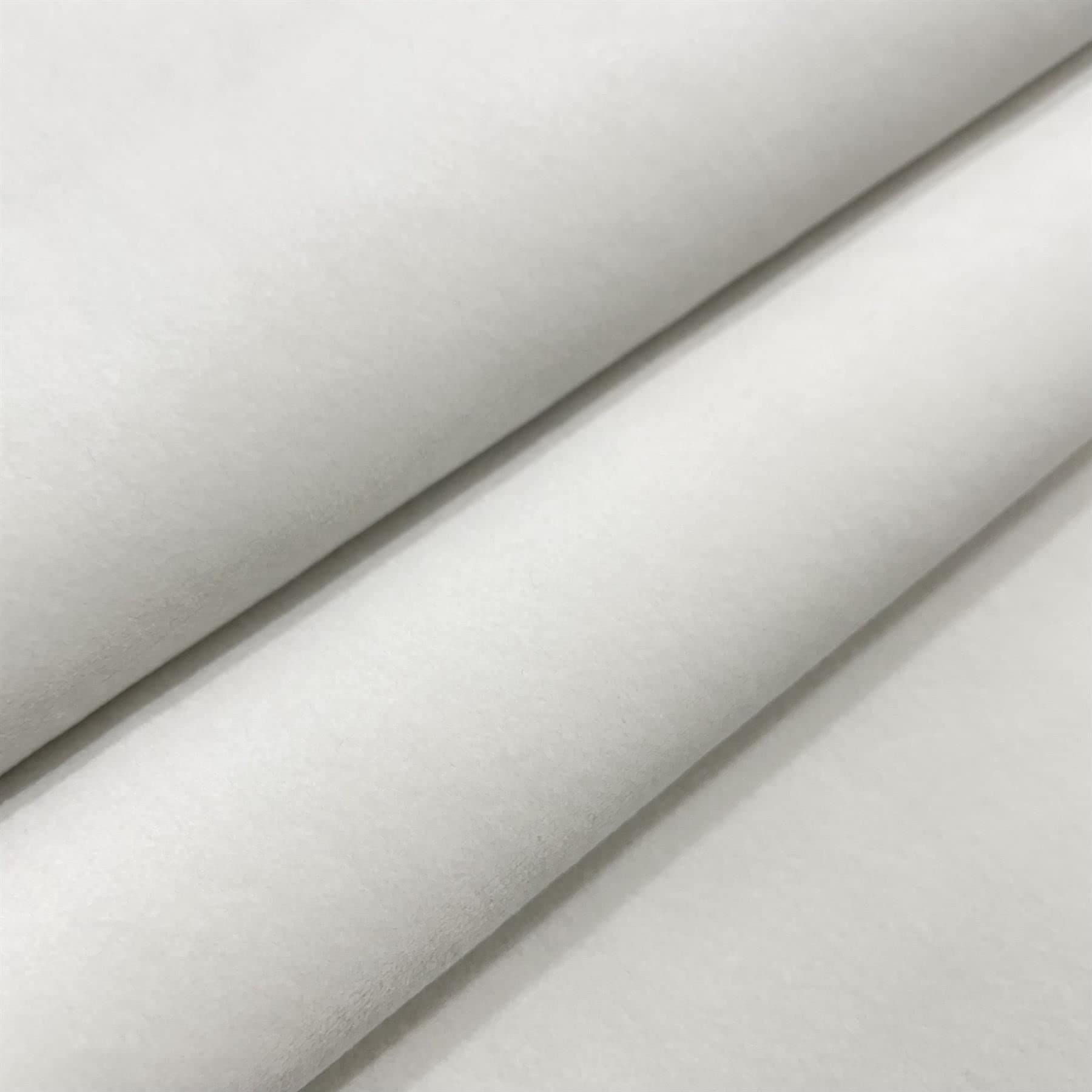 Regents Lux Soft Touch Plain Velvet Fire Retardant Plush Low Velour Cushion Sofa Upholstery Fabric Sold by The Metre - Optic White - 2 Metres