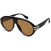 VANLINKER Polarized Retro Oversized Aviator Sunglasses Womens Mens Trendy 70s Vintage Sun Glasses VL9810