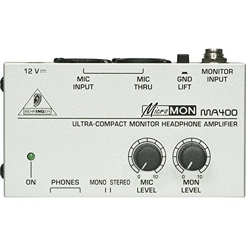 Behringer MICROMON MA400 Compact Monitor Headphone Amplifier with Microphone Input and Accessory Bundle w/Closed-Back Headphones + More