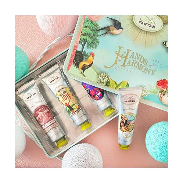 Hand-Cream-Gift-Set-For-Women-4-Hand-Cream-SetShea-Butter-Aloe-VeraTin-BoxUn-Air-dAntan-4-Perfume-Verbena-Floral-Blend-Rose-AlmondFor-HerMum-PresentsSkincare-SetHand-Care-Set Gifts For Women - Hand Cream Gift Set For Women, 4 Pcs Hand Cream Gift Set- Hand Lotion Set With Shea Butter and Sweet…