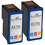 Speedy Inks - 2 Pack Remanufactured Lexmark 37XL / 18C2180 High Yield Color Ink Cartridge
