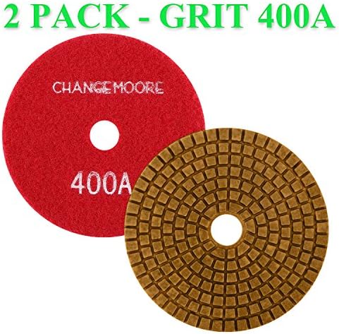 CHANGE MOORE Wet Diamond Polishing Pads 4’’ for Marble Granite Travertine Terrazzo Concrete Stones Quartz Countertop Floor, 2 pack-Grit 400A